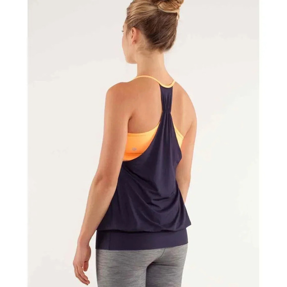 Lululemon Women's 4 No Limits Tank Top - Black Swan / Creamsicle Pop - Picture 3 of 13